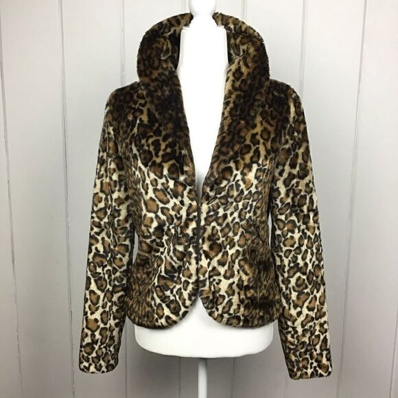 Tulle Cheetah Jacket Leopard Faux Fur Jacket, Size - Small - Picture 1 of 8